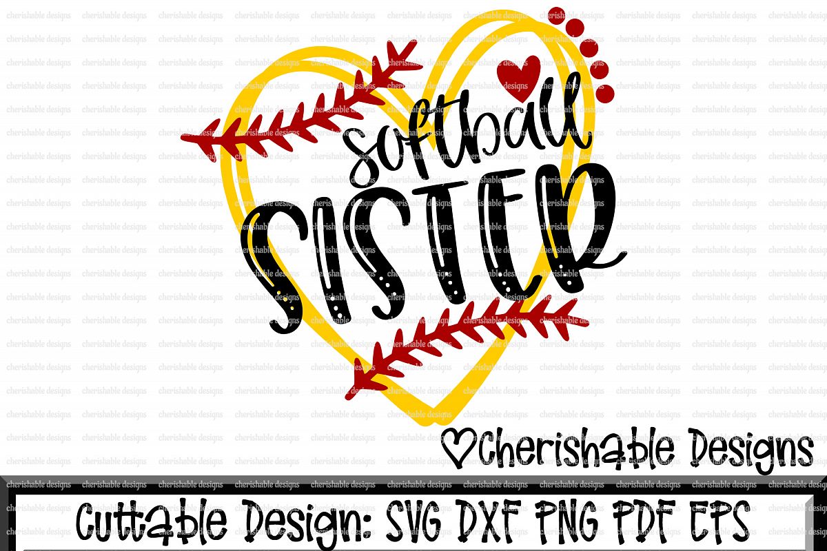 Softball Svg, Softball Sister Svg, Softball Cutting file, heart frame