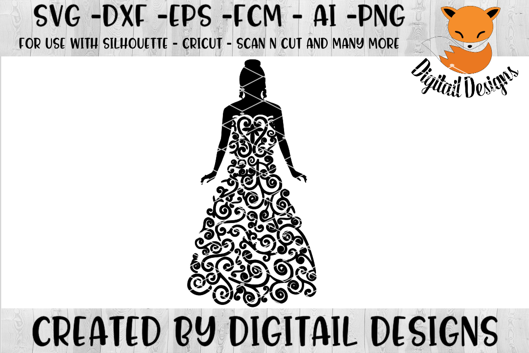Wedding Dress SVG - png - eps - dxf - ai - fcm - Wedding SVG