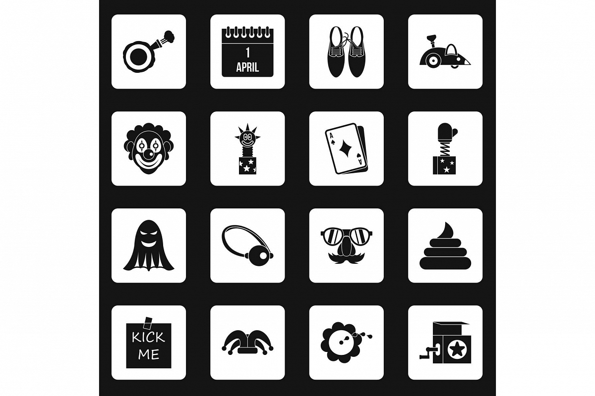 April fools day icons set squares vector example image 1