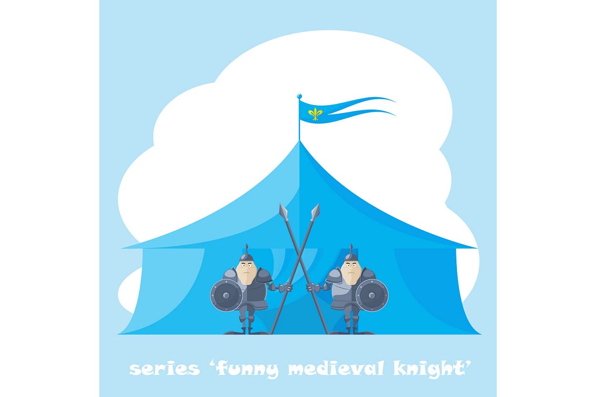2 figure funny medieval knight or soldier. Vector illustration (eps10) example image 1