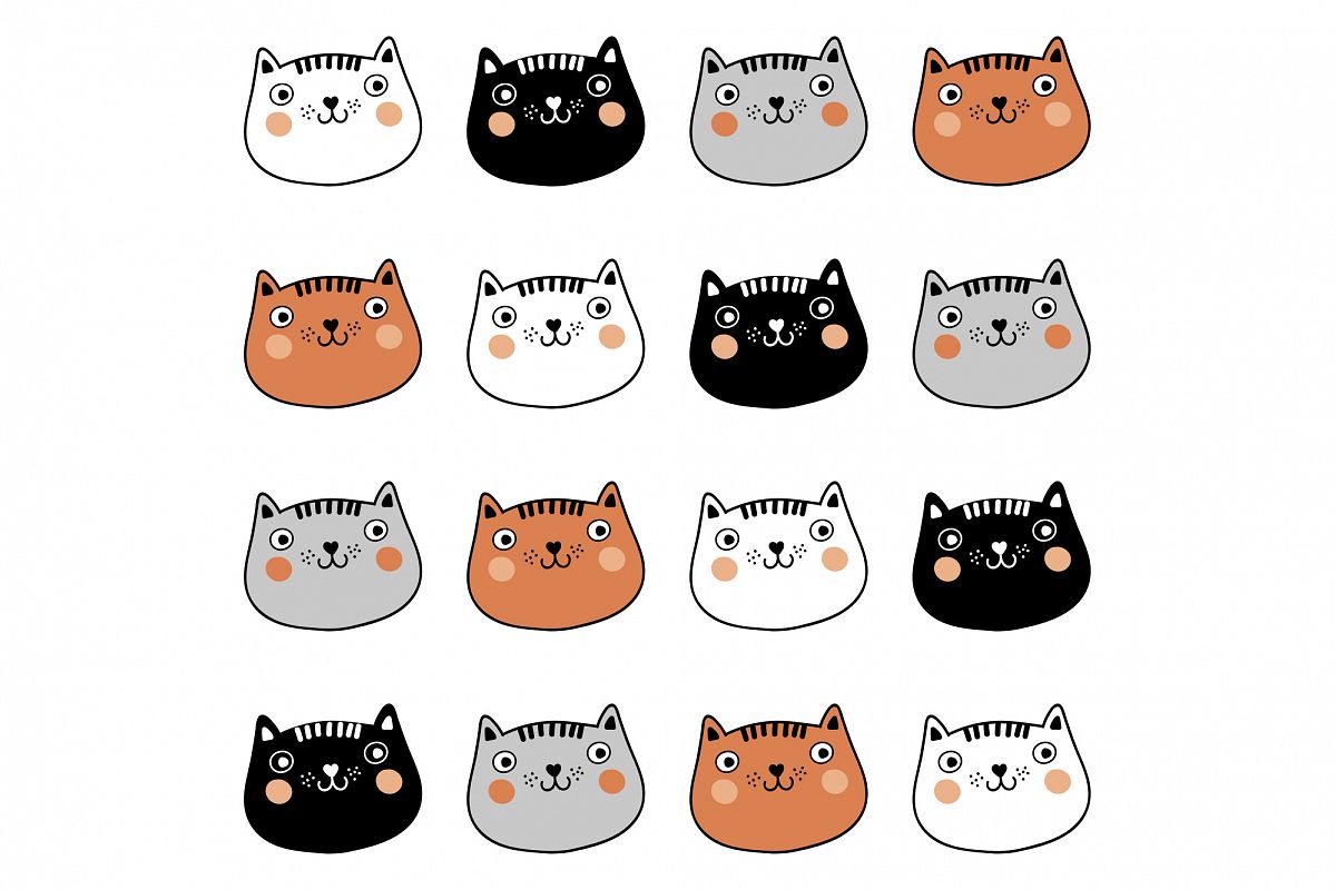 Seamless vector background with decorative cats. example image 1