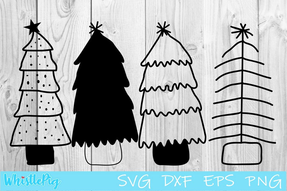 Christmas Tree Svg Hand Drawn Christmas Tree SVG DXF EPS PNG example image 1