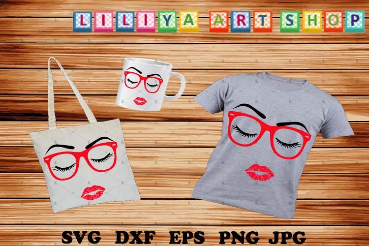 Eyelashes Girl svg,Make up,Wake up,Eyelashes Girl with lips example image 1