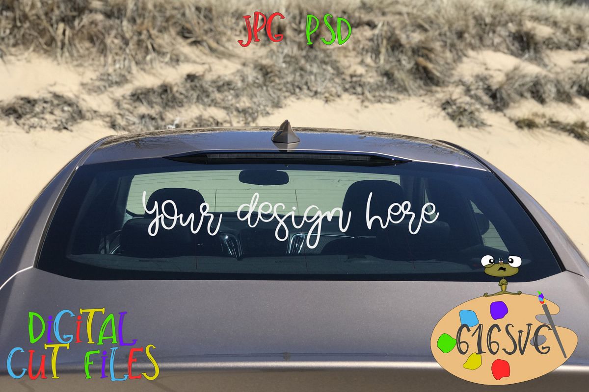 Full Rear Windshield Mockup with Sand Dunes Scenery example image 1