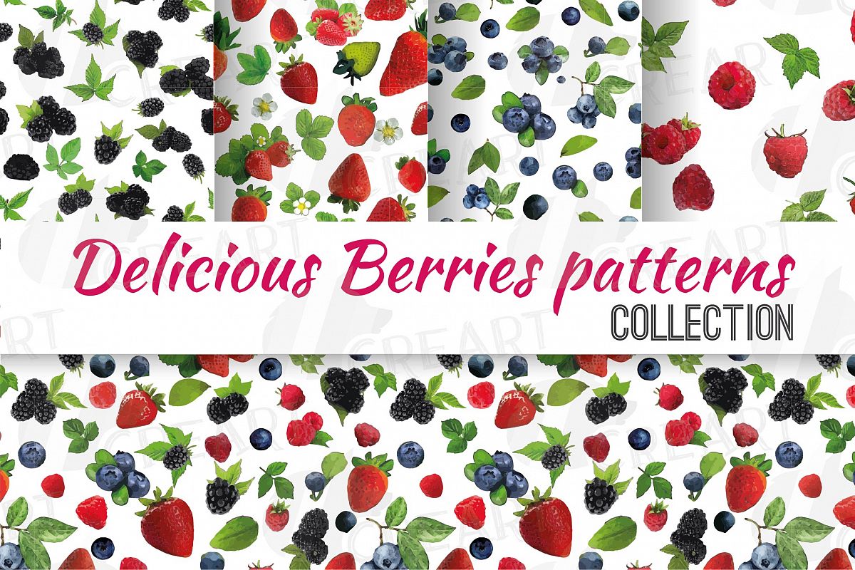 Delicious berries seamless pattern, berries digital paper example image 1