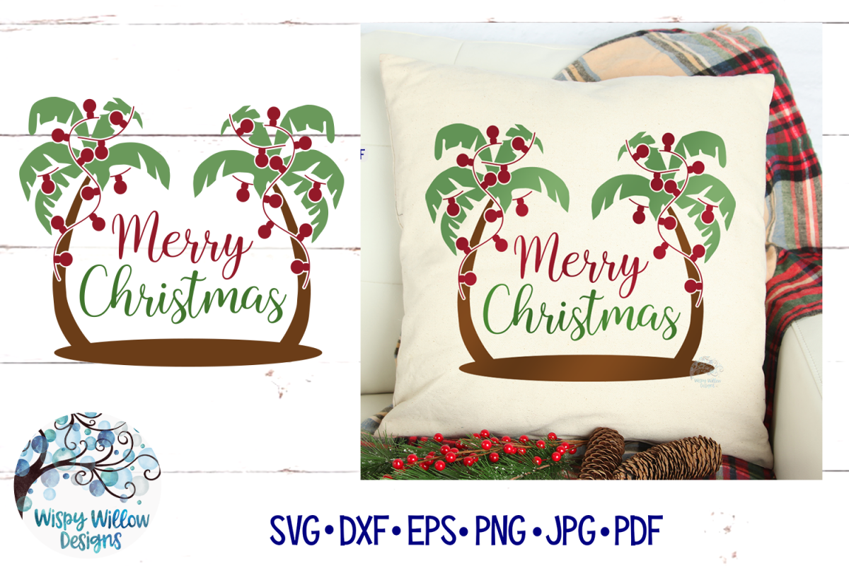 Palm Tree Merry Christmas | Tropical Christmas SVG Cut File (367673