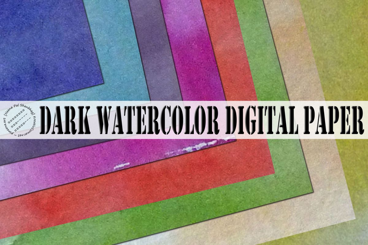 Dark Watercolor Digital Paper Textures example image 1