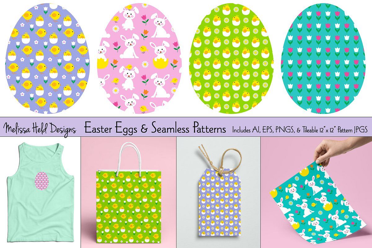 Easter Eggs & Seamless Patterns example image 1