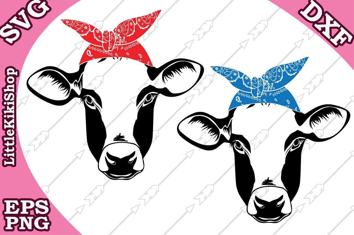 Cow Bandana Svg Heifer Svg,Country Farm Svg,Cow Head Svg example image 1