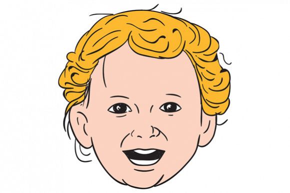 Blonde Caucasian Toddler Head Smiling Drawing example image 1