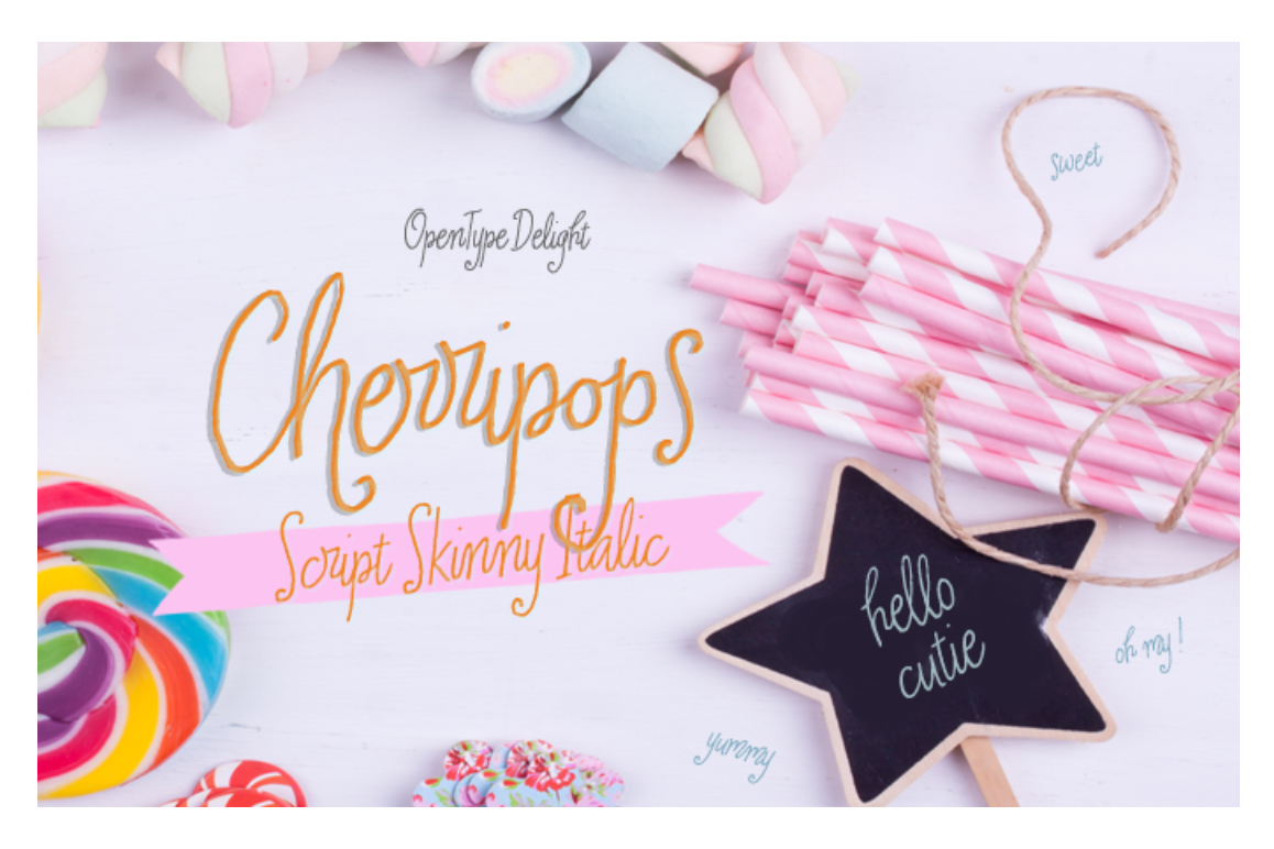 Cherripops Script Skinny Italic example image 1