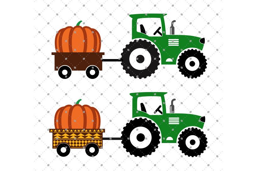 Pumpkin Delivery Tractor SVG Cut files example image 1