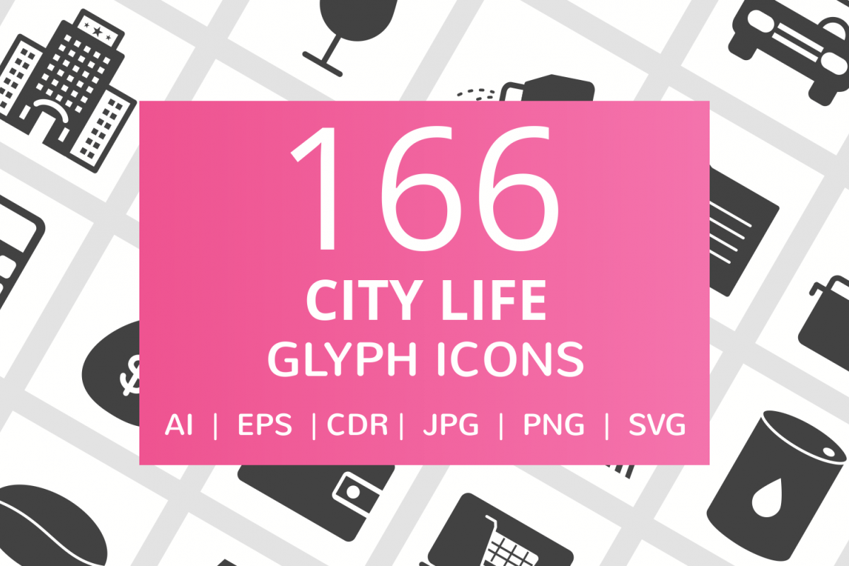 166 City Life Glyph Icons example image 1