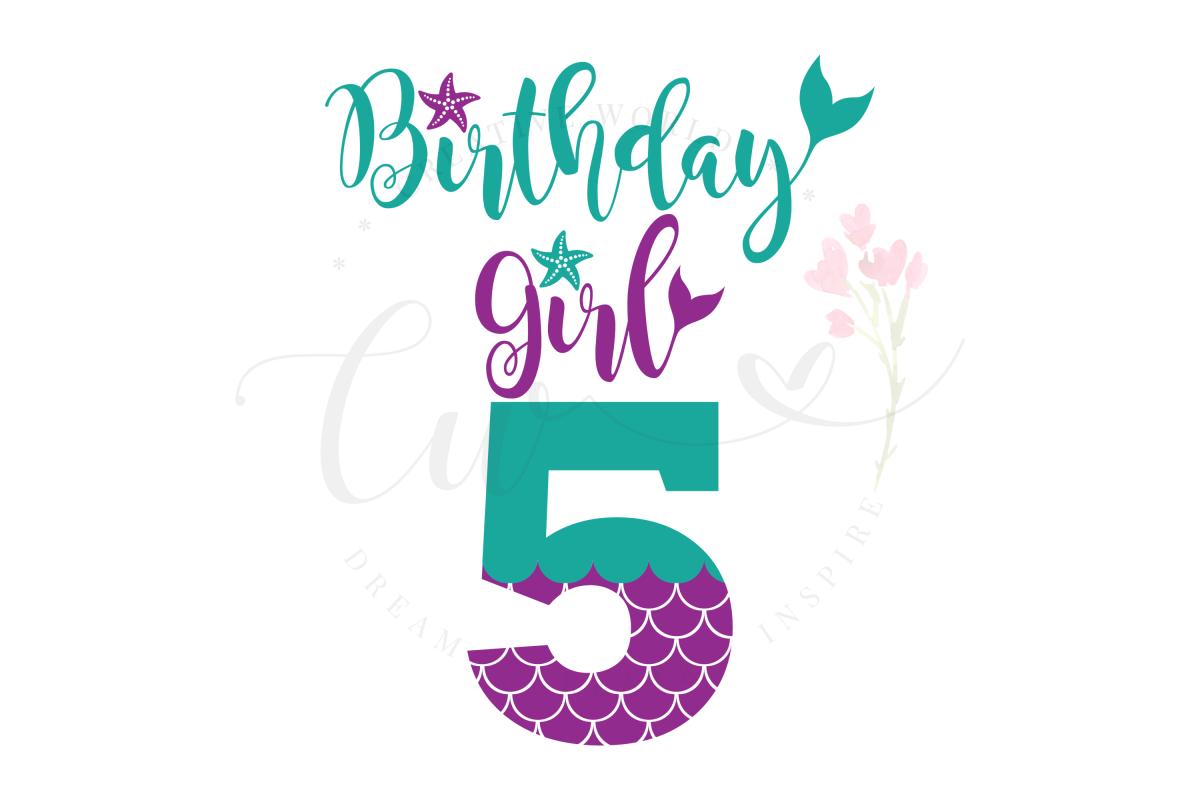 My 5th Birthday Mermaid SVG | Mermaid Birthday Girl svg example image 1