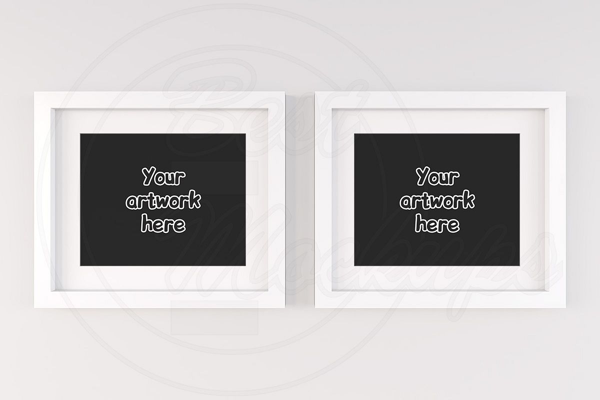 Set of 2 white empty frames mock up example image 1