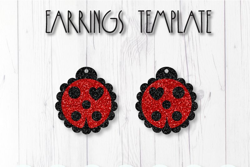 Ladybug earrings template SVG, DIY earrings template example image 1