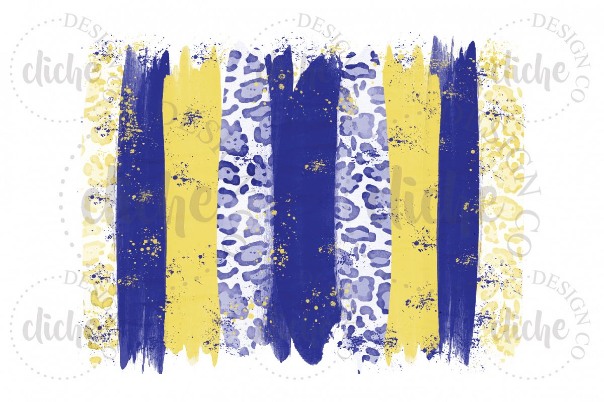 Blue Yellow Paint Stroke Sublimation Design Background example image 1