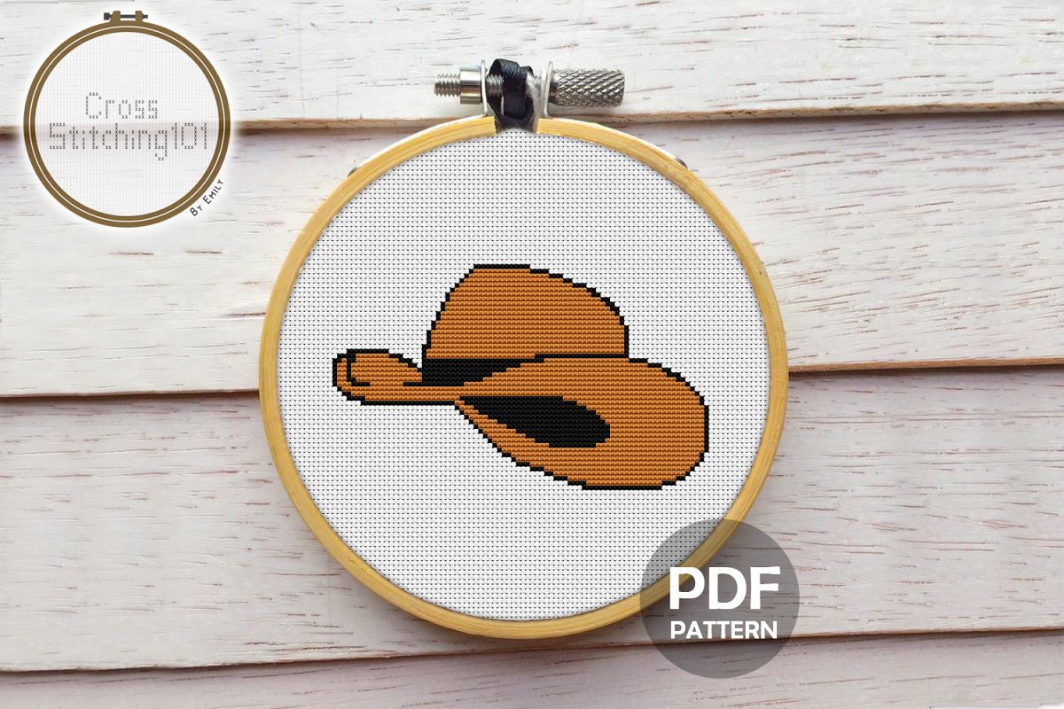 Cow Boy Hat Cross Stitch Pattern - Instant Download PDF example image 1