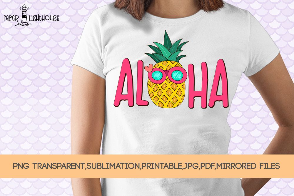 Aloha Pineapple - Summer sublimation, clipart, printable example image 1