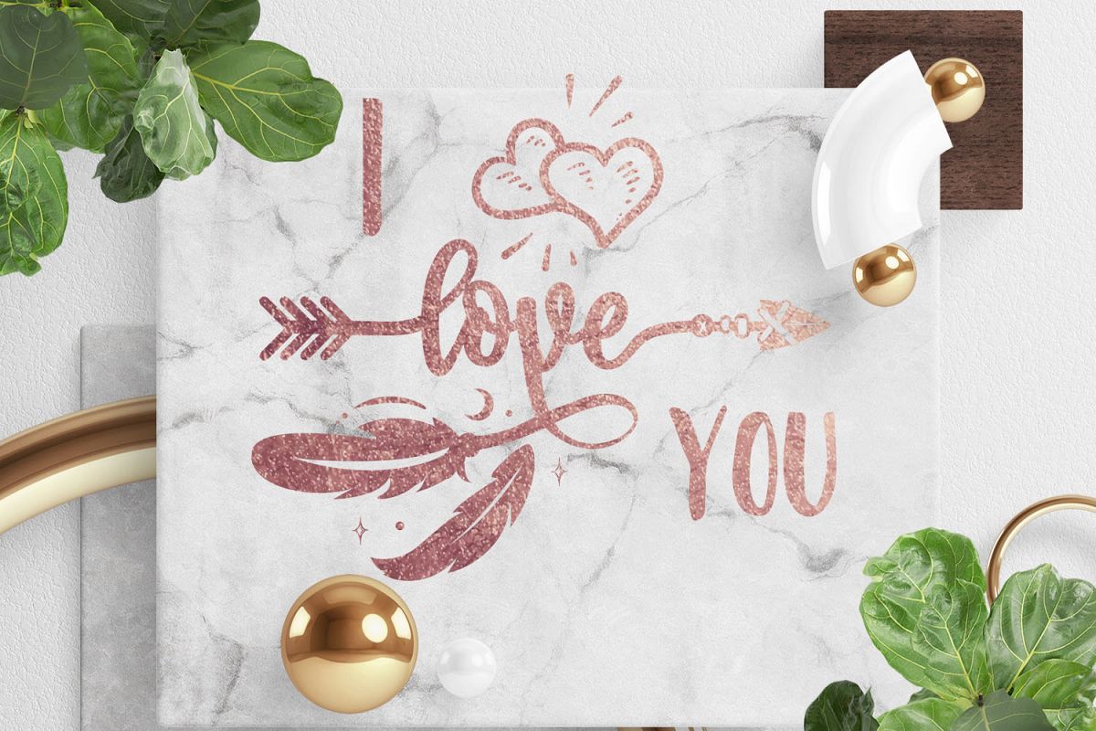 Gold rose color I Love You Quote example image 1