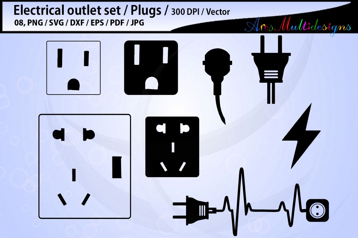 electric outlet plug electricity SVG / electric svg outline example image 1