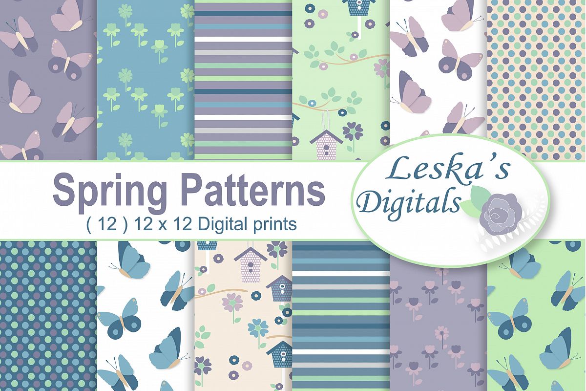Spring Garden Digital Patterns - Digital Scrapbook Paper example image 1