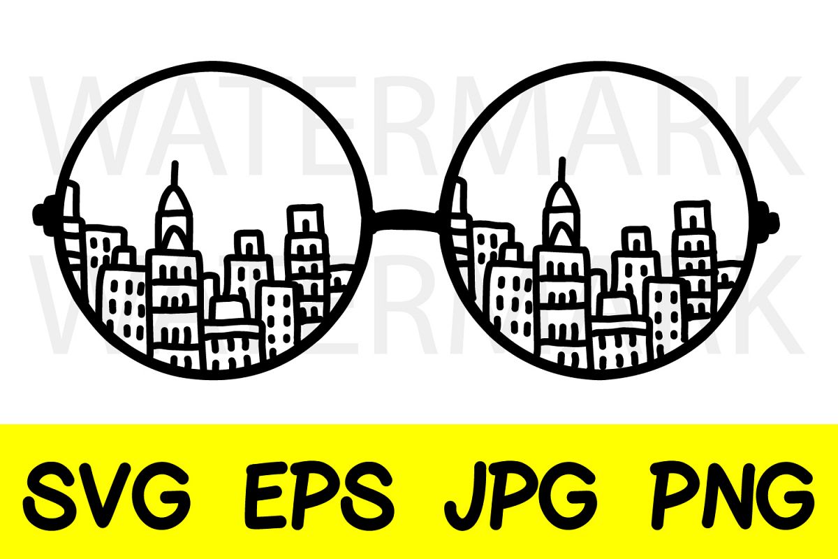 Glasses of City - SVG-EPS-JPG-PNG example image 1