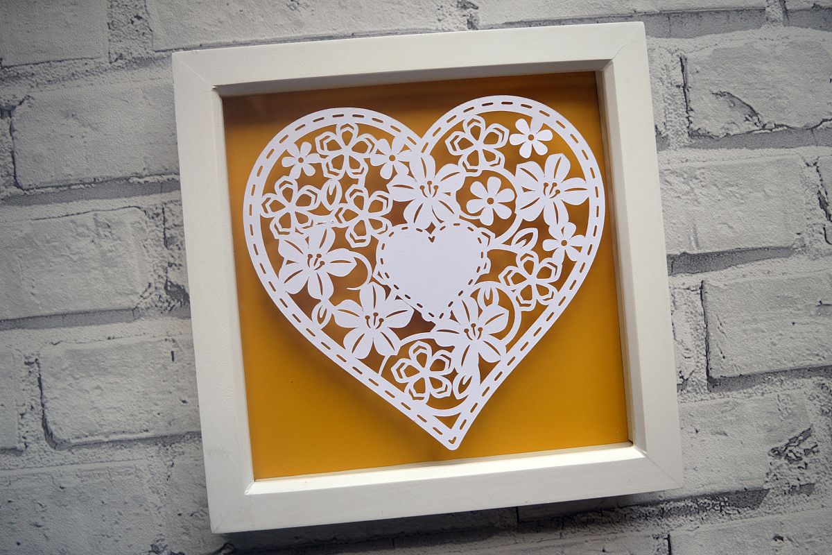 Heart paper cut SVG DXF EPS files example image 1