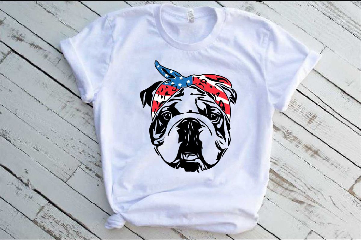 Bulldog USA Bandana Head French Dog 4th July 1376S example image 1