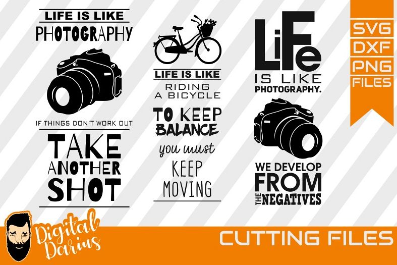 3x Life is like a Camera svg, Photographer svg, Bicycle svg example image 1