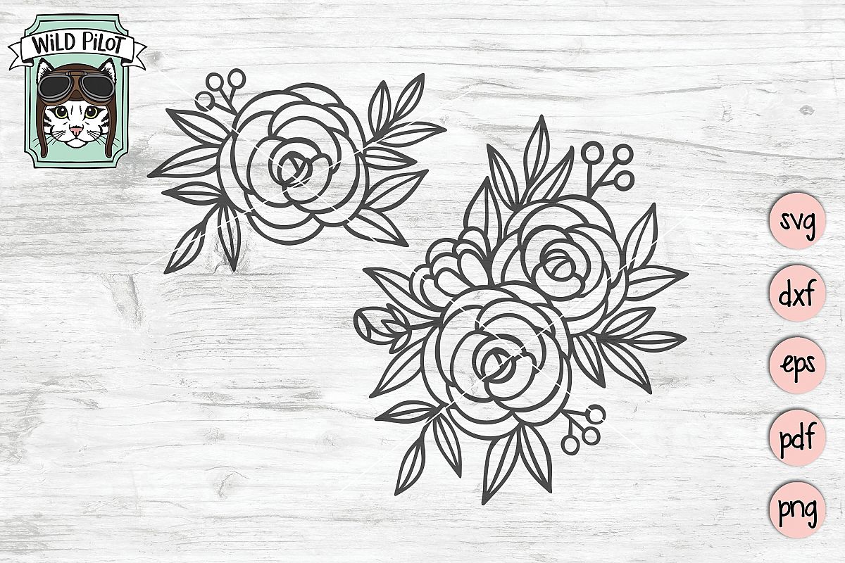 Flowers SVG File, Roses, Floral cut file, Flowers cut file example image 1