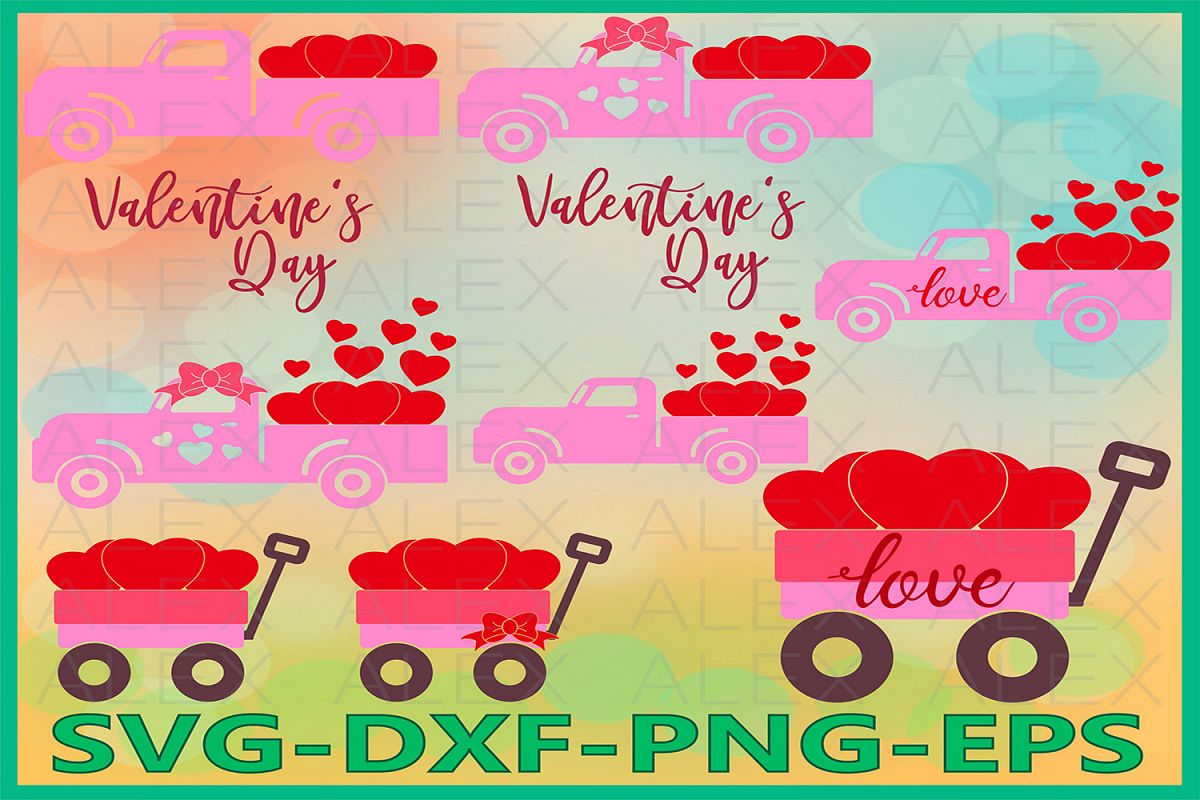 Valentines vintage Truck Svg, Truck Svg, Valentine's day svg example image 1