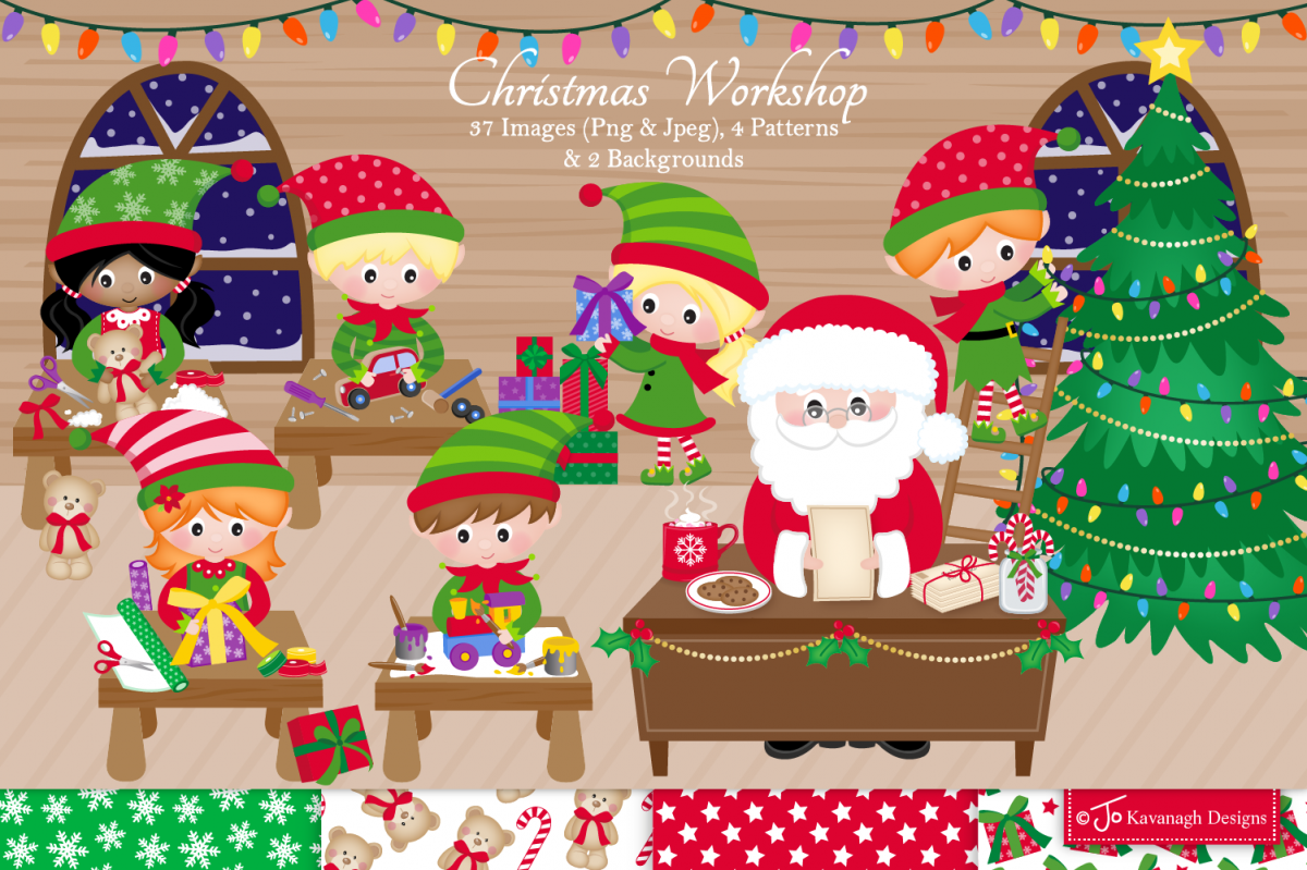 Christmas clipart bundle, Santa clipart, Elf clipart -C42 example image 1