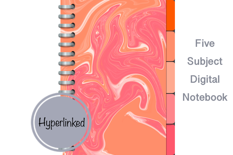 Pretty Five Subject Digital Notebook example image 1