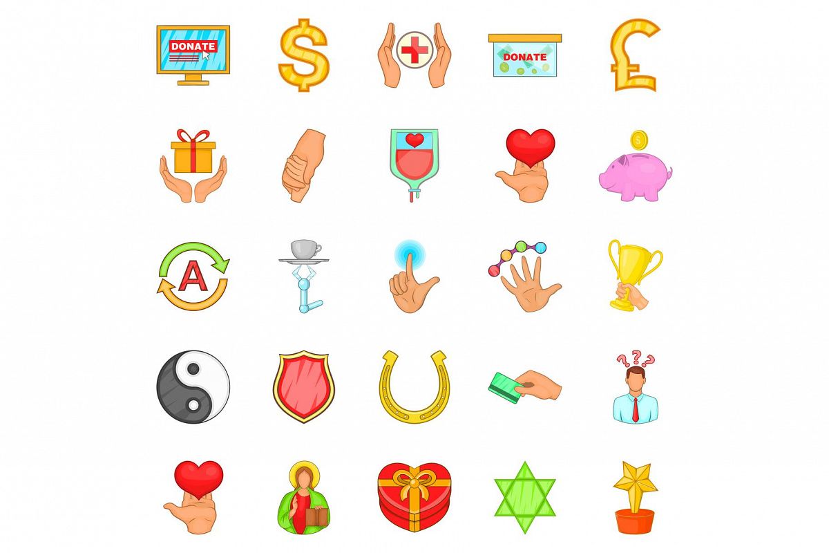Help icons set, cartoon style example image 1