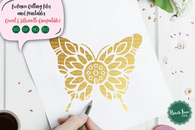 Butterfly Svg, Butterfly Mandala SVG, Butterfly Cut File example image 1