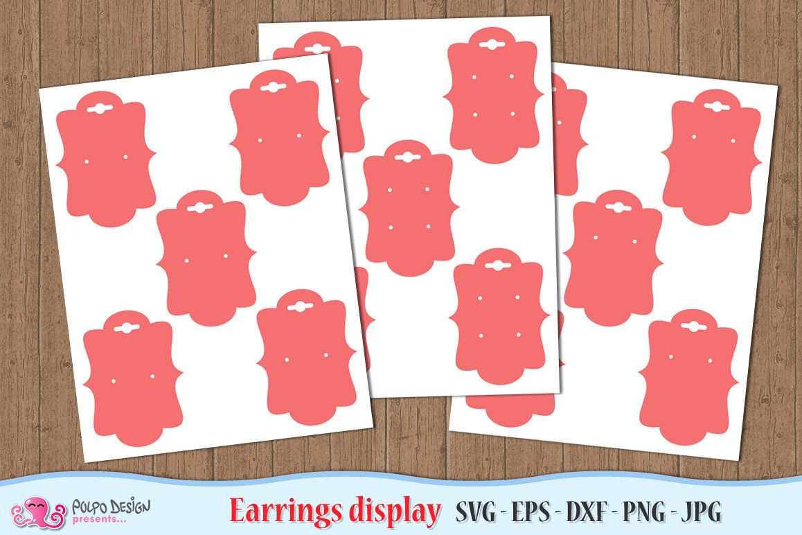 Earring Display Card SVG, Eps, Dxf, Png and Jpg example image 1