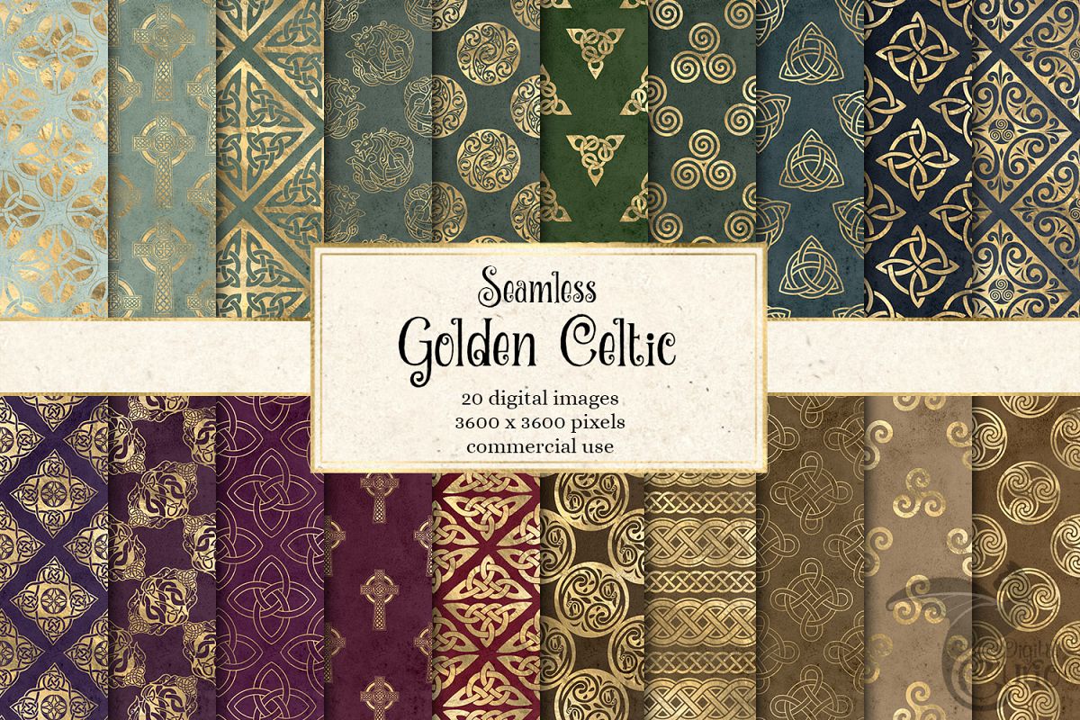 Gold Celtic Digital Paper example image 1