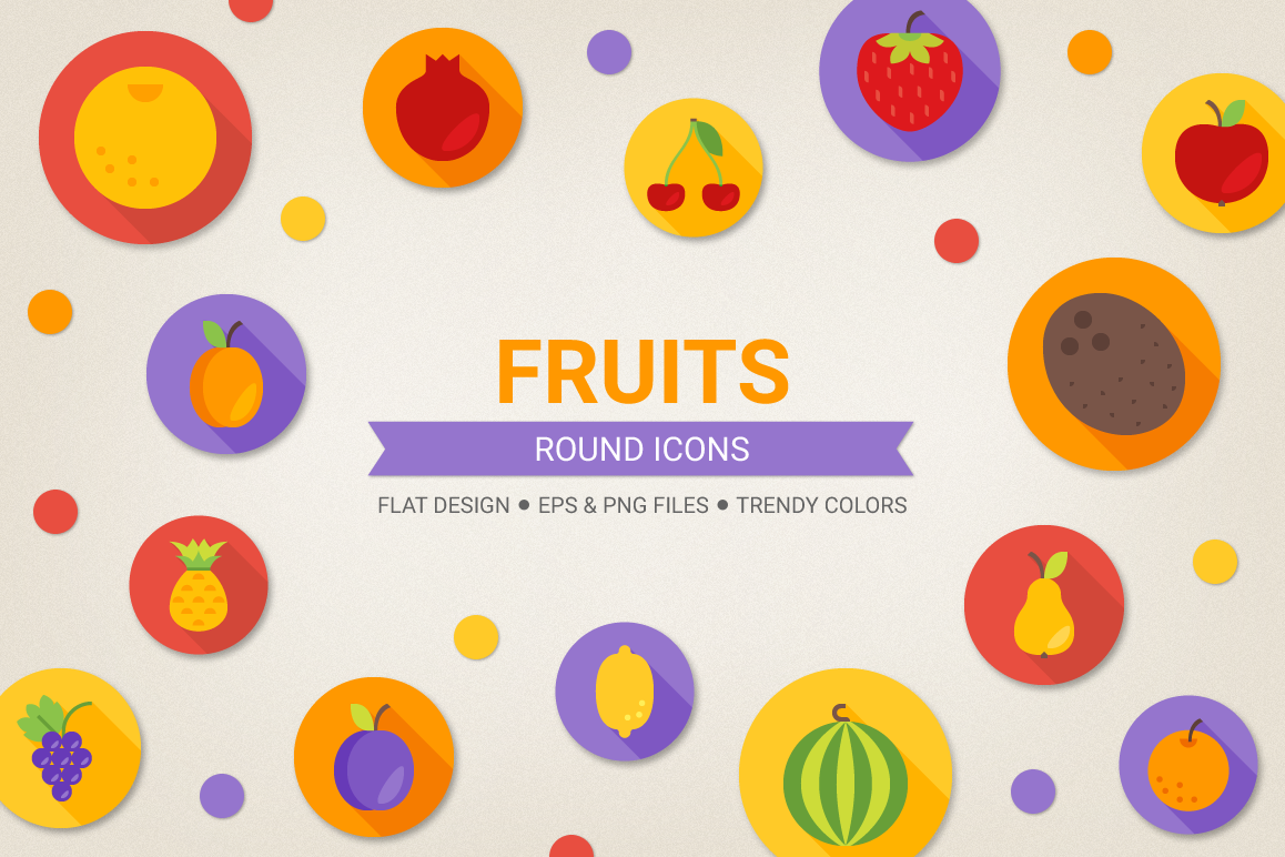 Round Fruits Icons example image 1