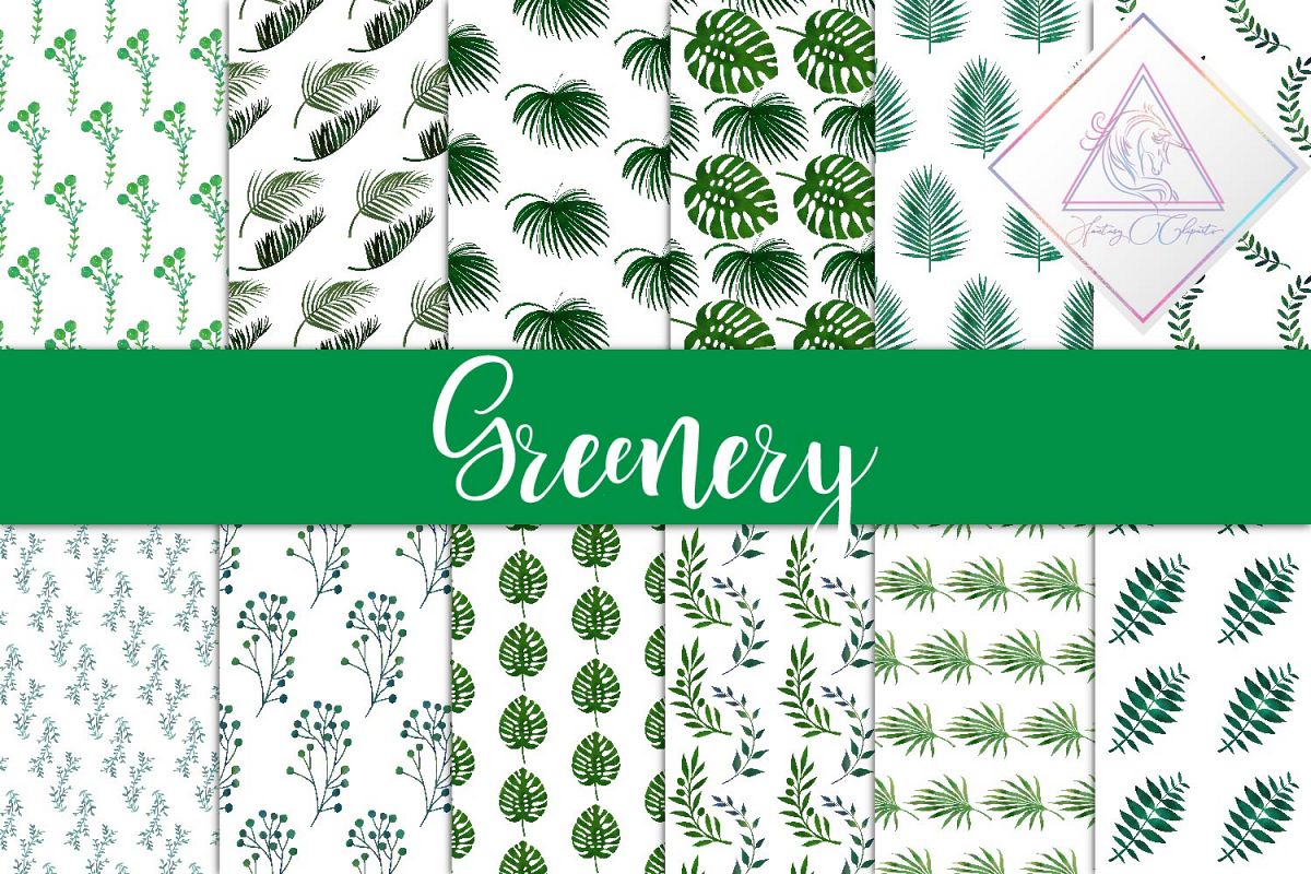 Greenery Digital Paper example image 1