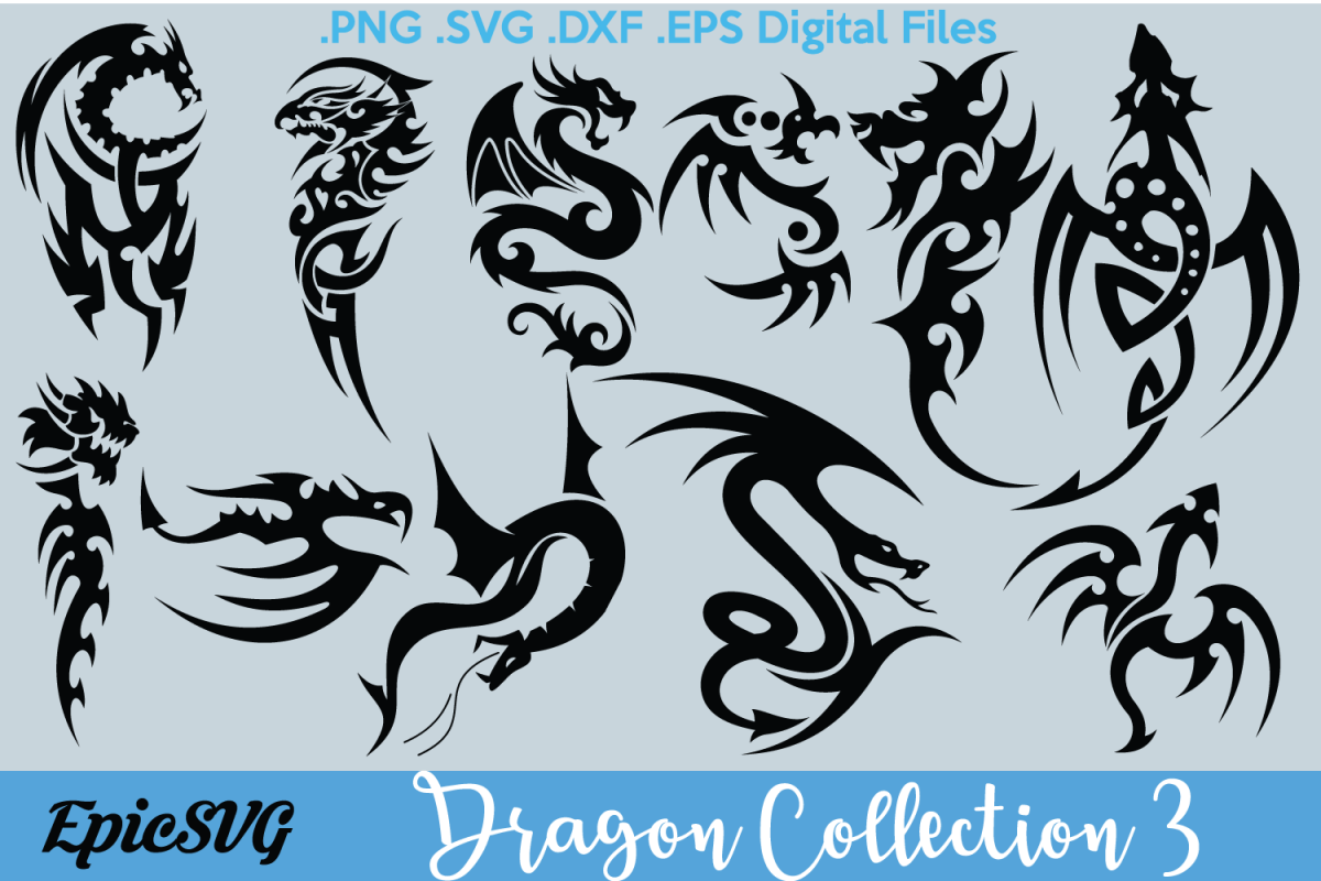 Download Dragon Collection 3 | .SVG .DXF | Pack Cricut Silhouette ...