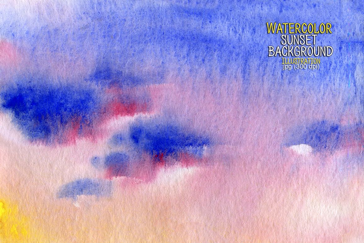 Watercolor sunset background example image 1