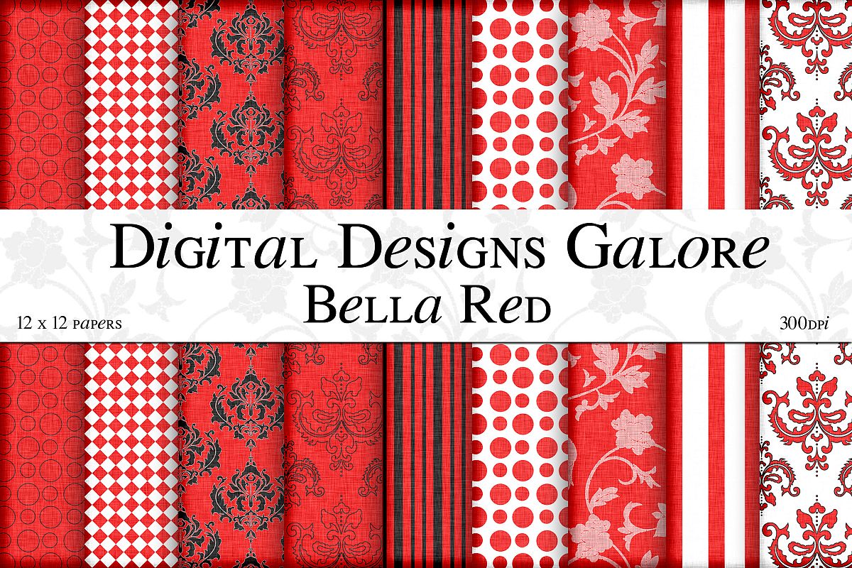 Bella Red Digital Paper Pack example image 1