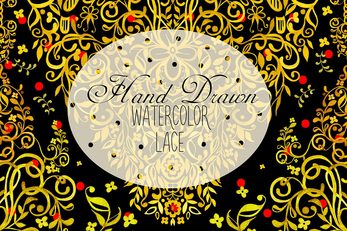 Hand Drawn Watercolor LACE example image 1