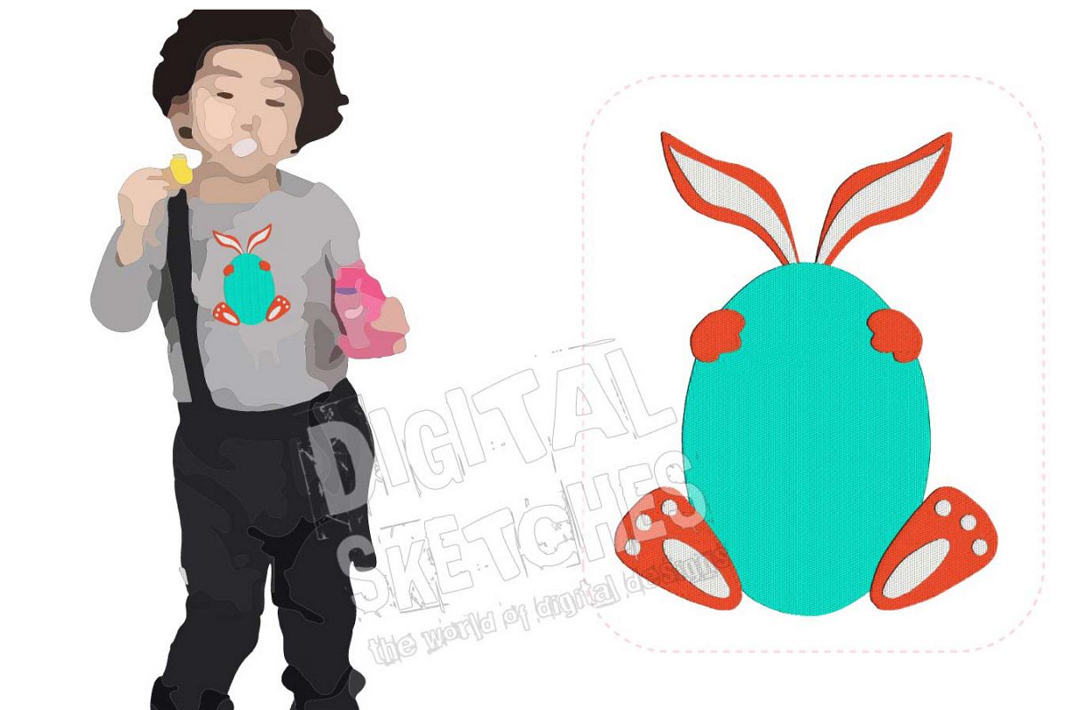 Easter Bunny Egg Machine Embroidery Design 4 Sizes example image 1