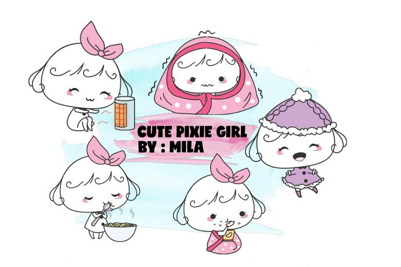 KAWAII GIRL CLIPART BUNDLE PNG example image 1