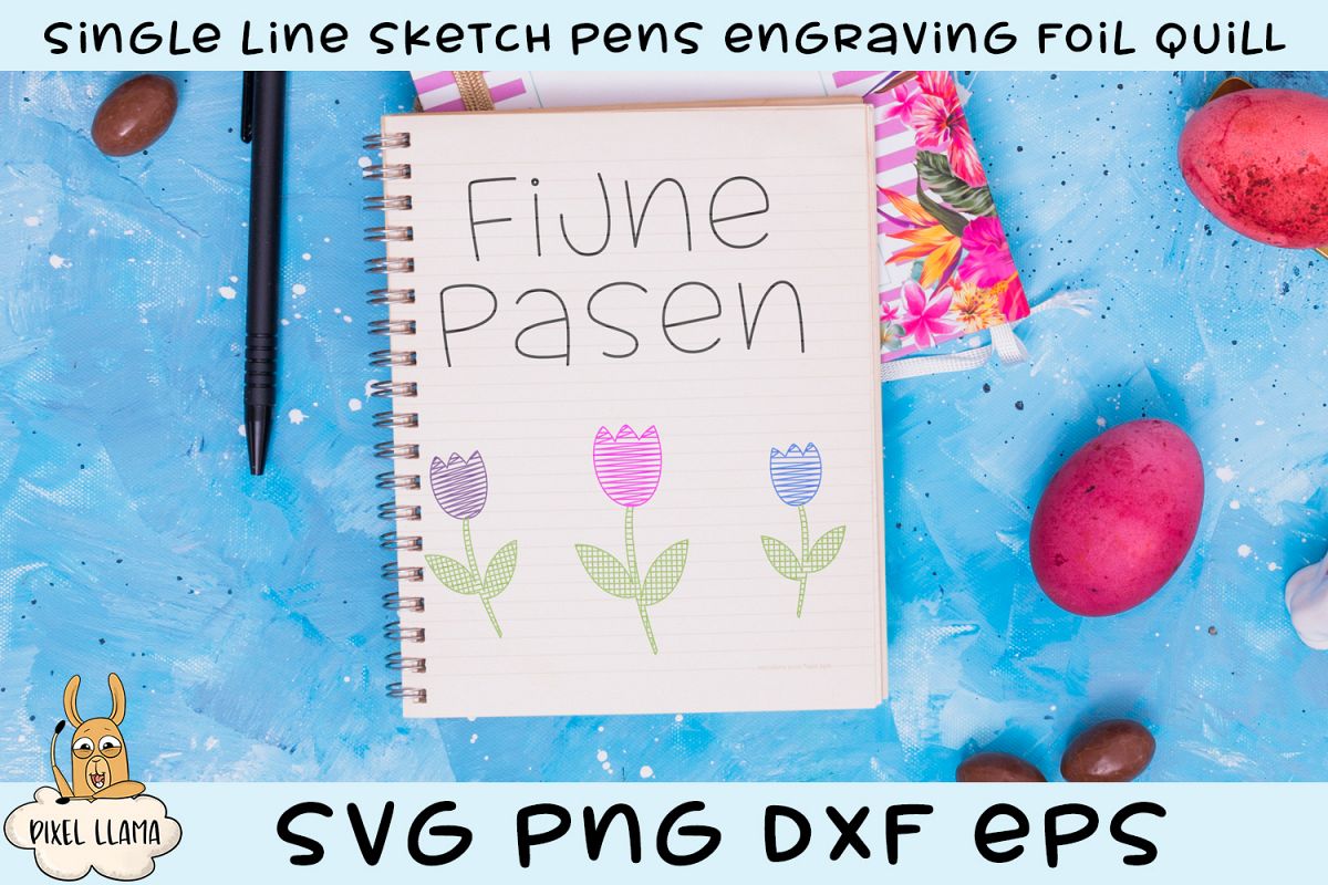 Happy Easter Dutch Single Line Sketch Foil Quill example image 1