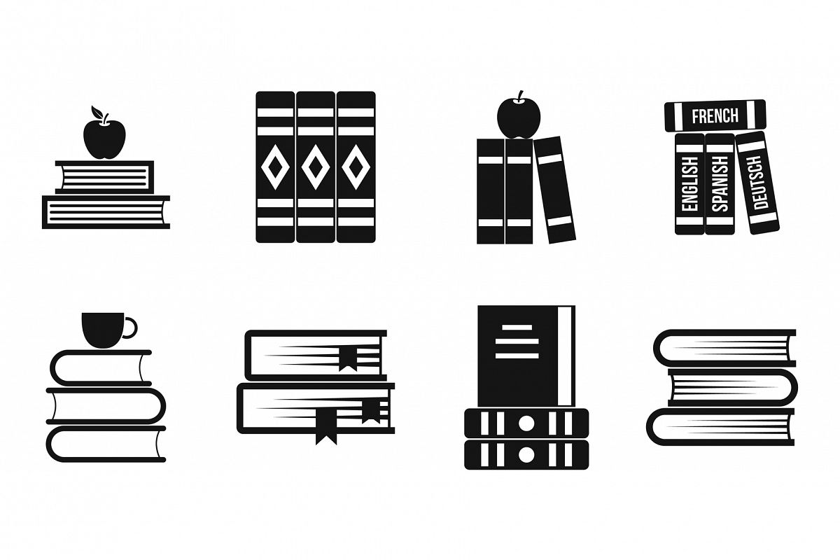 Volume of book icon set, simple style example image 1