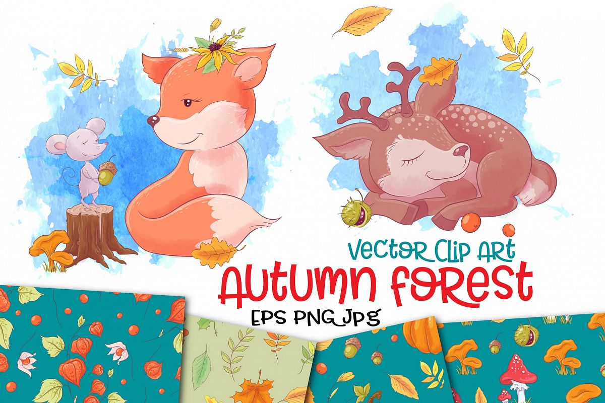 Autumn forest vector clip art example image 1