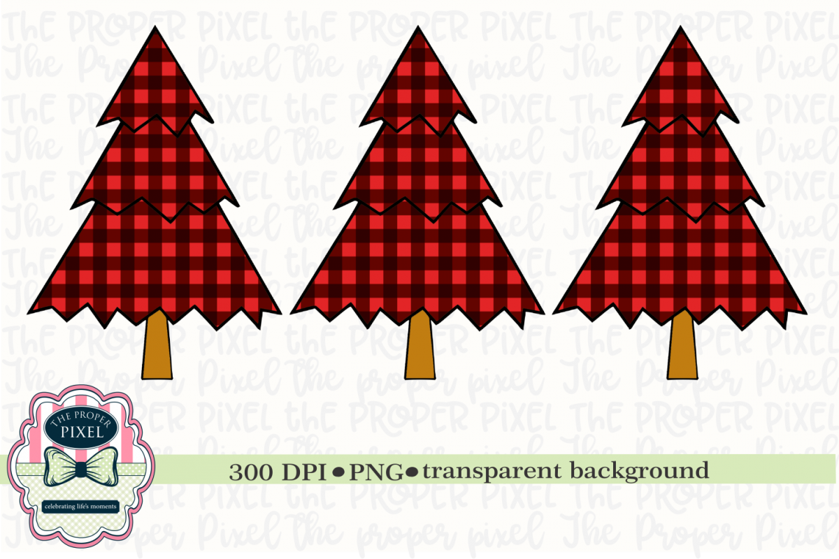 Tree Design Buffalo Plaid Christmas Sublimation Printable example image 1